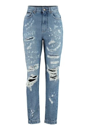 Jeans Amber con usure localizzate-0